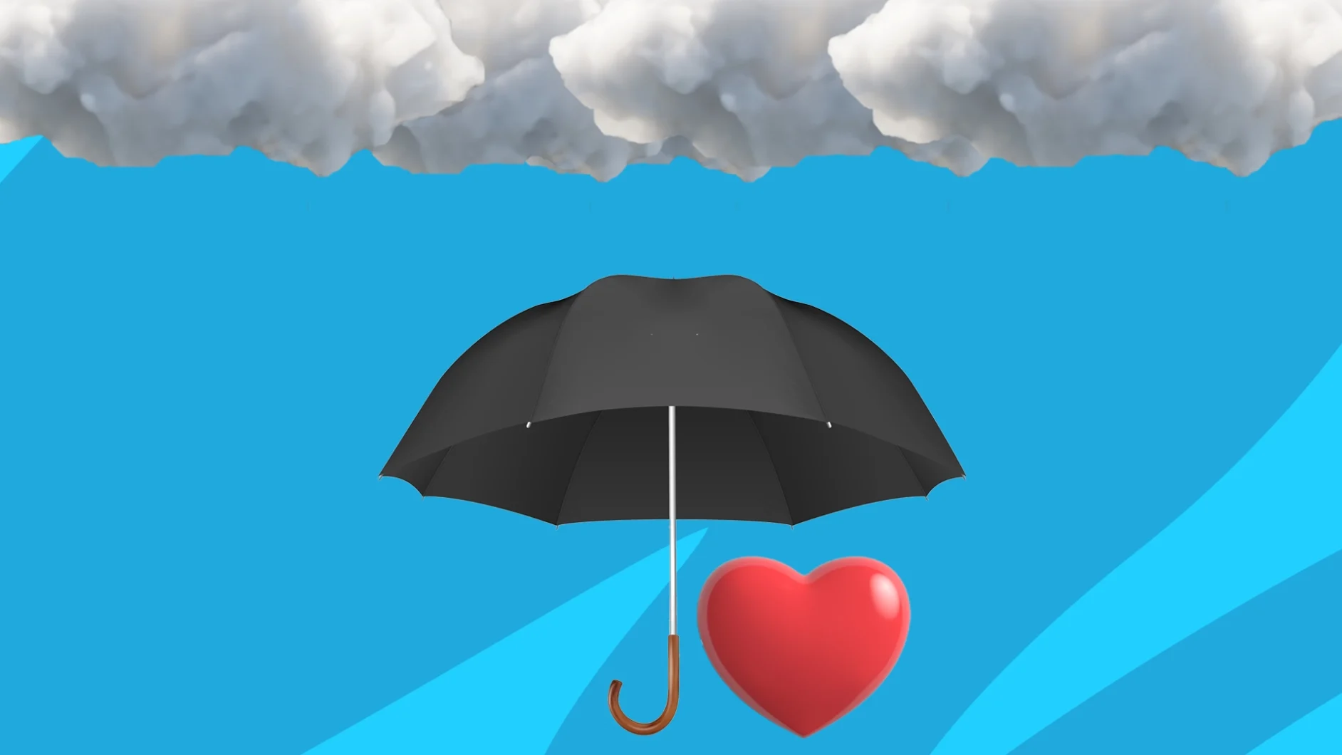 An umbrella and clouds represent depression and heart disease