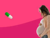 A pregnant woman and a pill represent Prozac and pregnancy