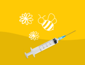 Do allergy shots work? A bee illustration and a syringe