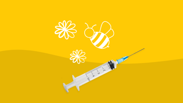 Do allergy shots work? A bee illustration and a syringe