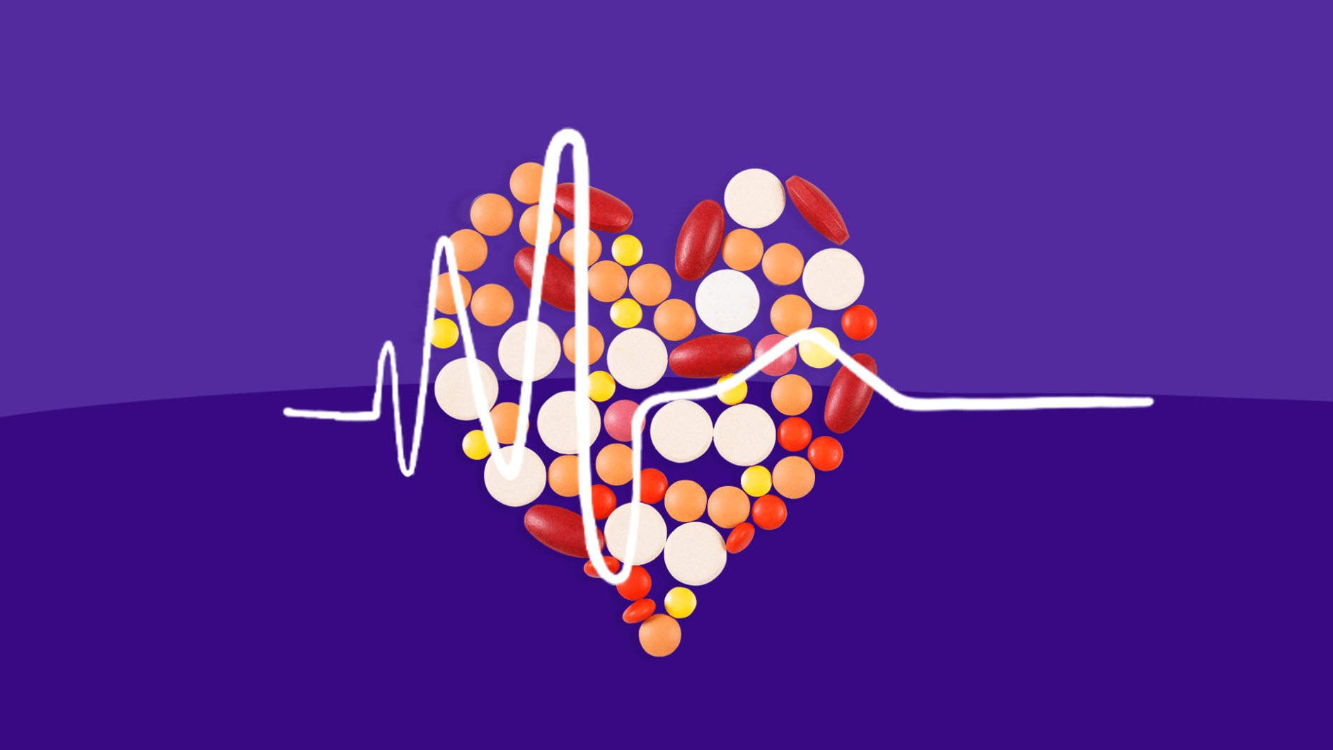 Pills with a heart line represent drugs that increase heart rate