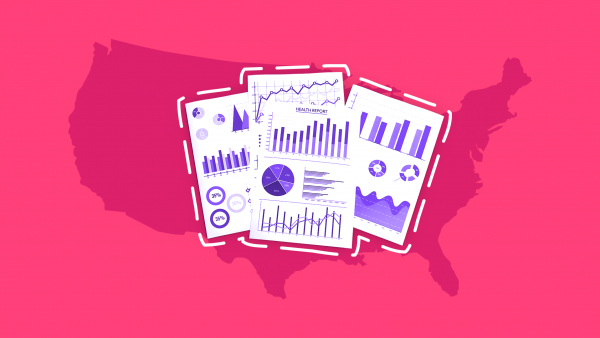 Map of America with charts and graphs: Medication error statistics