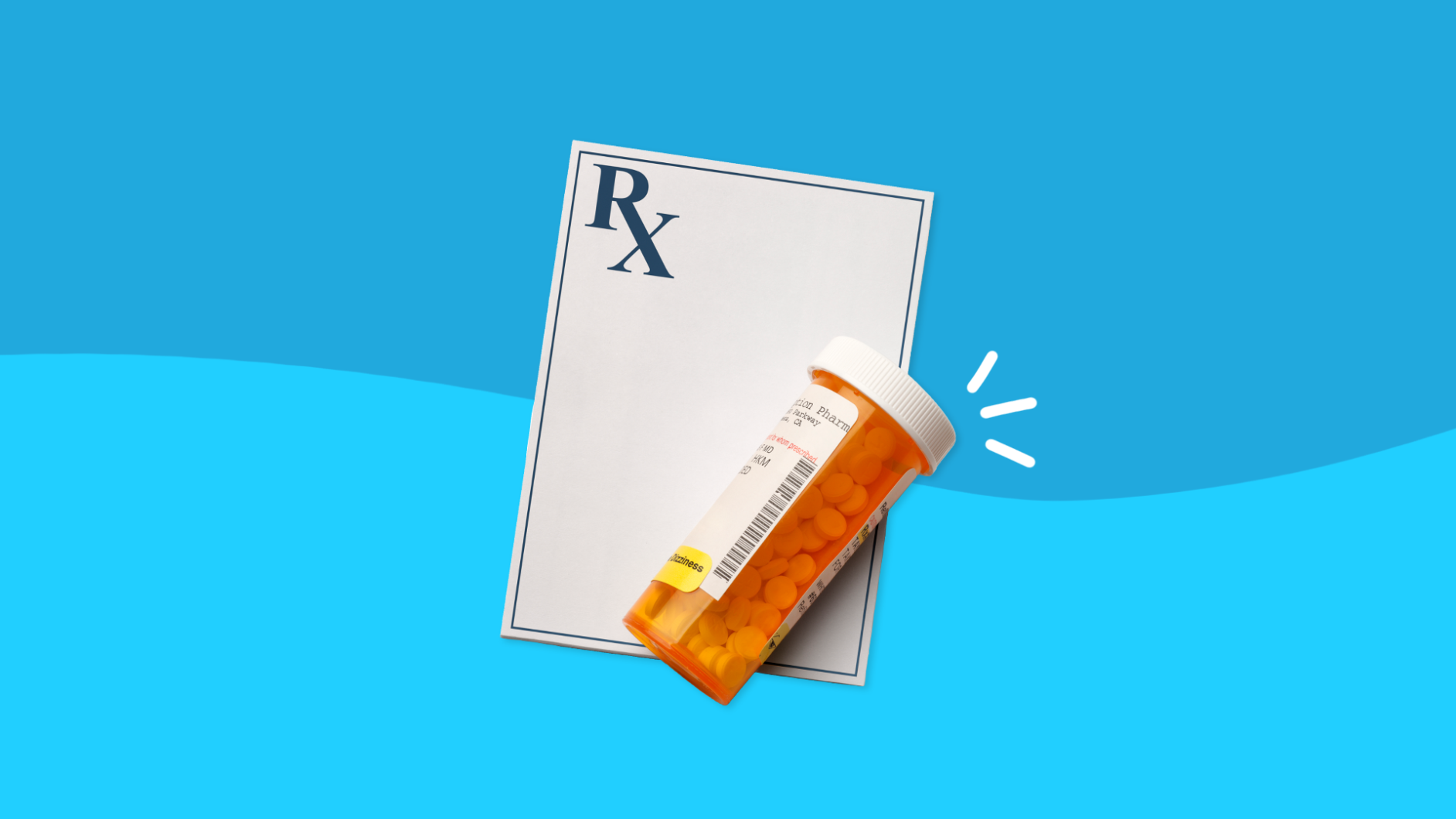 Prescription pad with pill bottle: Common vs. serious Sumatriptan side effects