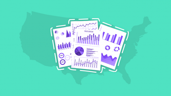 Map of America with charts and graphs: 2021 allergy survey results