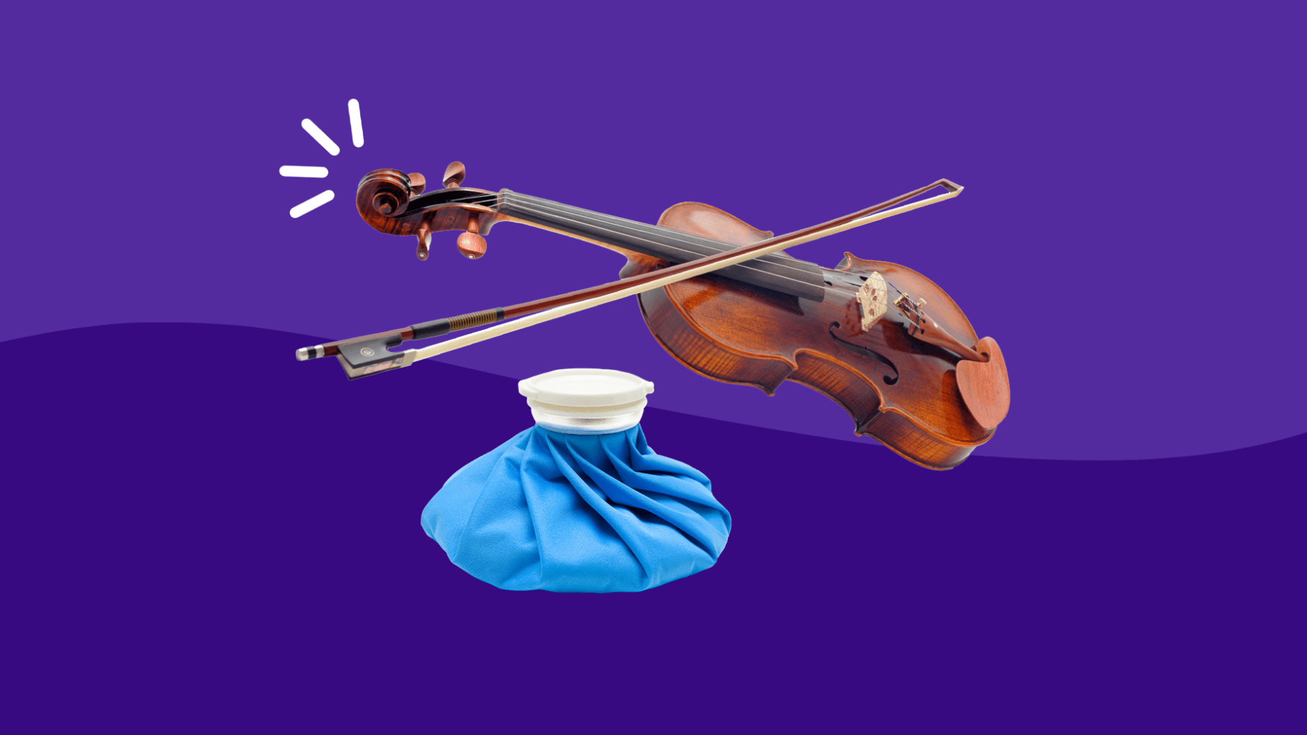 A violin and an ice pack represent living with osteoarthritis