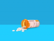 Spilled prescription bottle of pills: Flomax dosage for BPH and nephrolithiasis