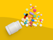 Spilled medication bottle of assorted pills: What are thiazide diuretics?