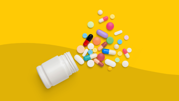 Spilled medication bottle of assorted pills: What are thiazide diuretics?