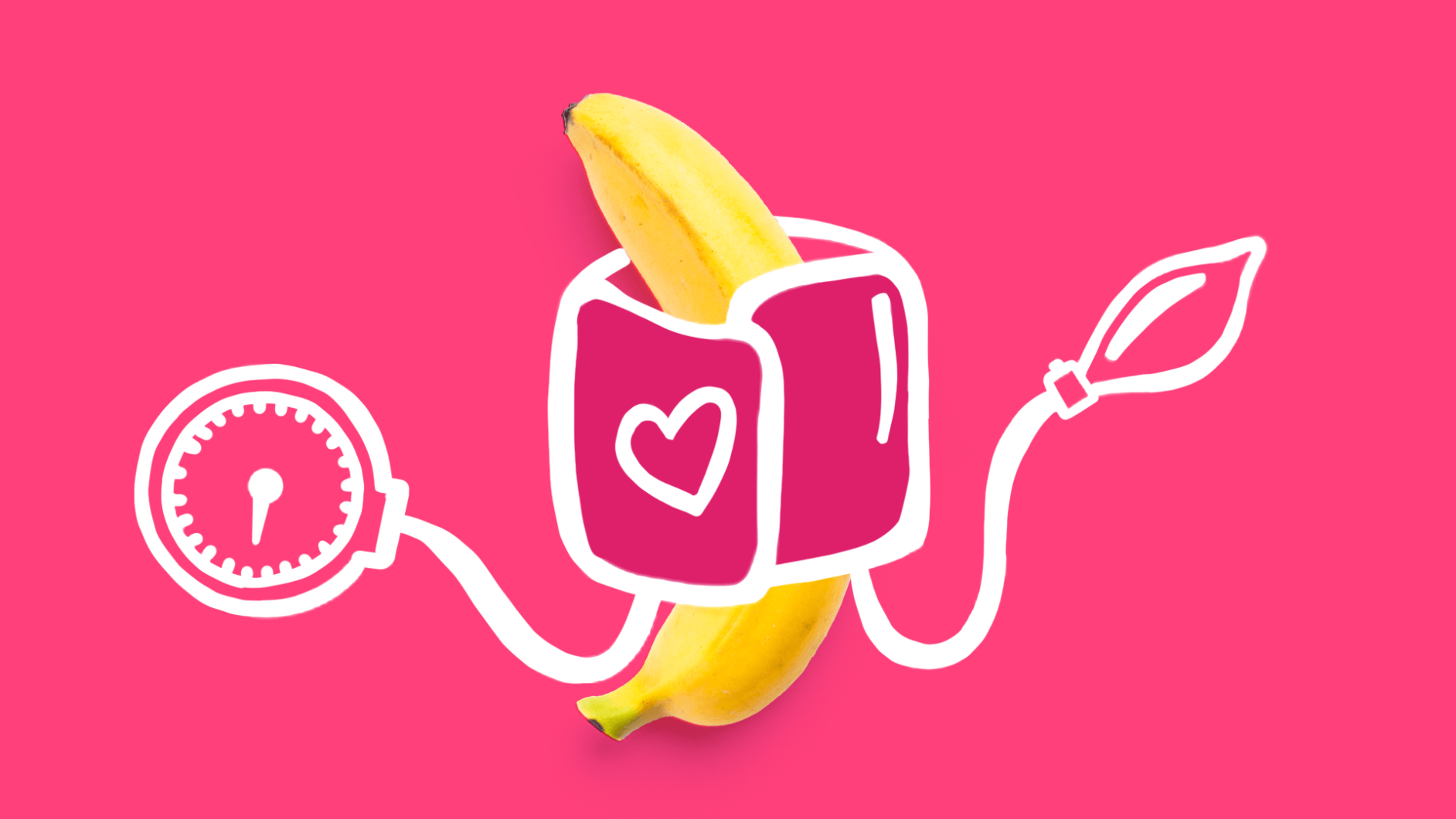 A banana and a cuff represent potassium and blood pressure