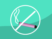 A no smoking sign over a vape pen represents teen vaping