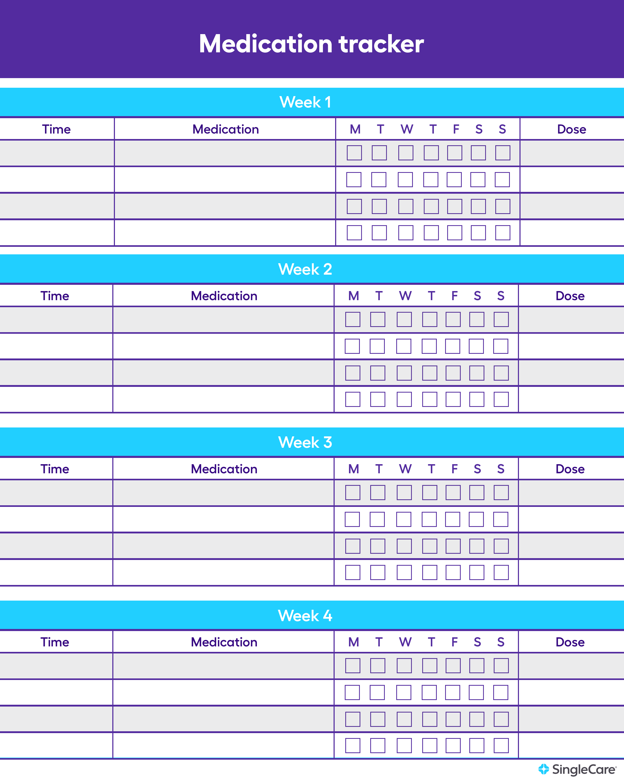 daily medication chart template