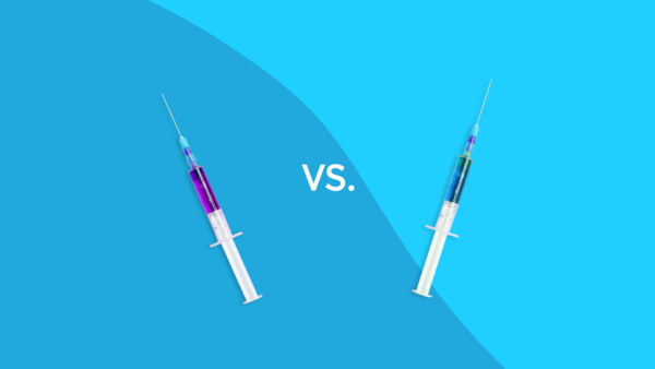 Syringes representing Rubella and rubeola vaccines