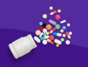 Rx bottle with pills spilling out: Typical antipsychotic list