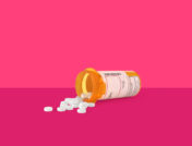 Rx bottle with spilled pills: Zoloft dosages