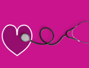 A heart with a stethoscope represents living with afib