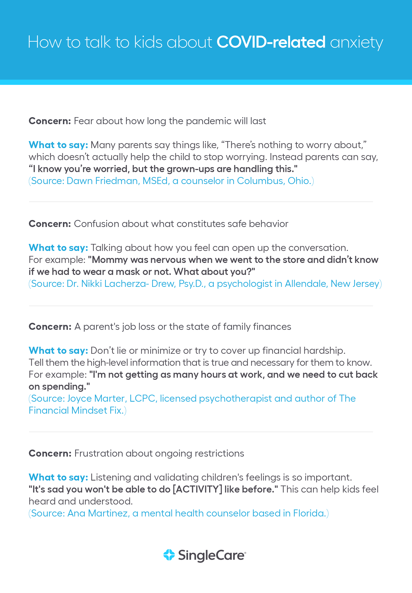 talking to kids about COVID concerns 