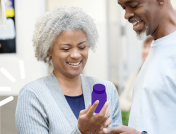 A woman talks about a pharmacy problem