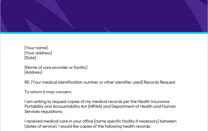 Download Medical record request letter