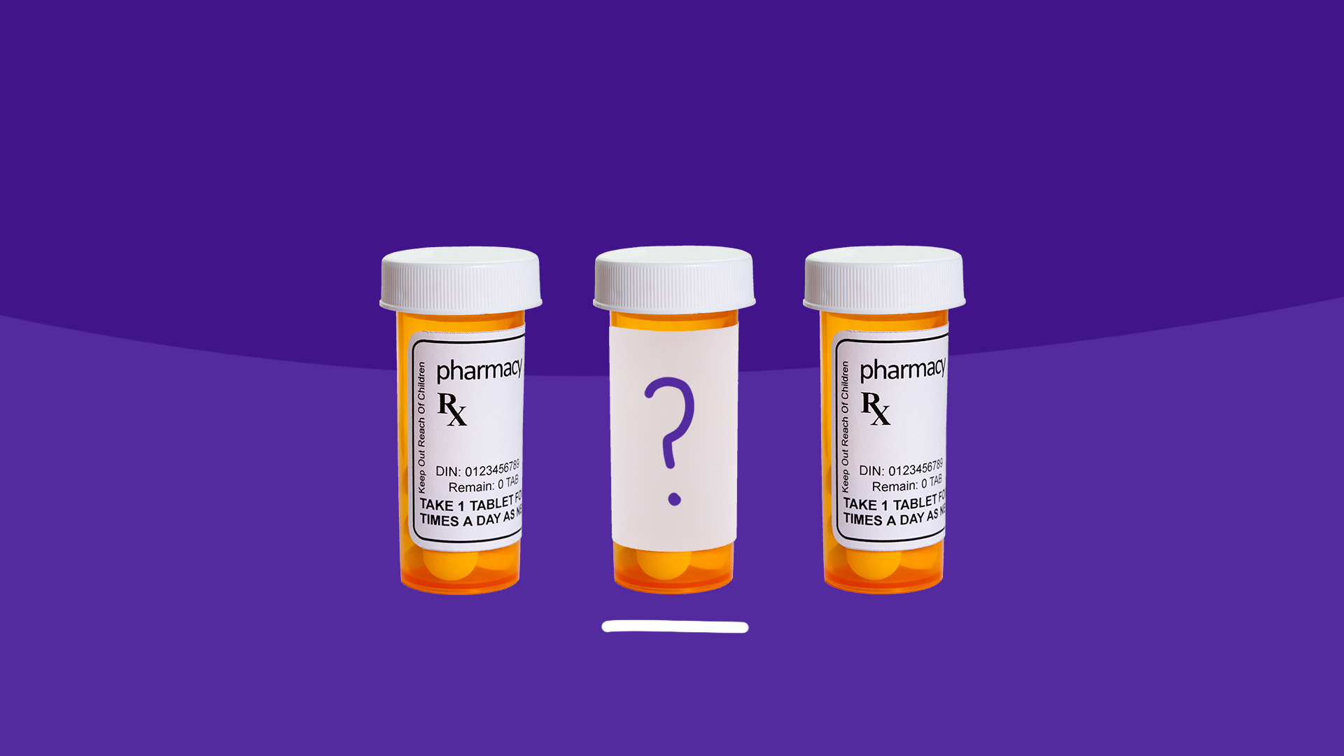 Three prescription pill bottles with a question mark: What are the side effects of sucralfate?