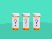 Three prescription bottles with question marks: List of Zoloft alternatives