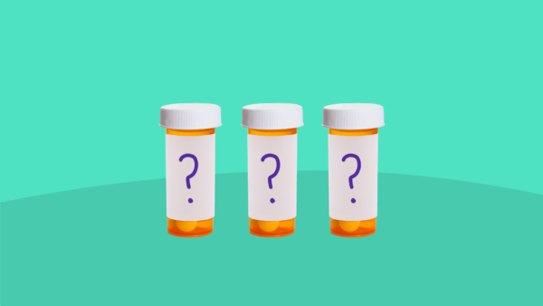 Three prescription bottles with question marks: List of Zoloft alternatives