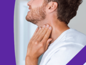 A man looks in the mirror and thinks about thyroid modules treatment