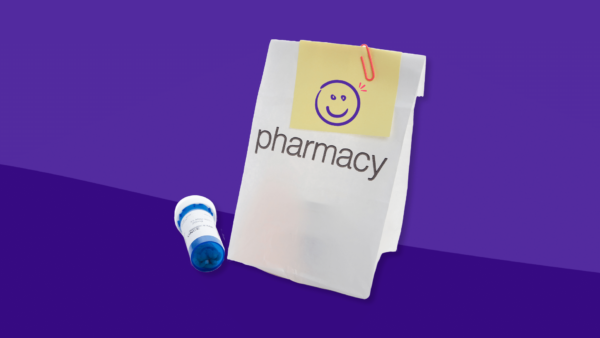 Pharmacist pill bottle and prescription bag
