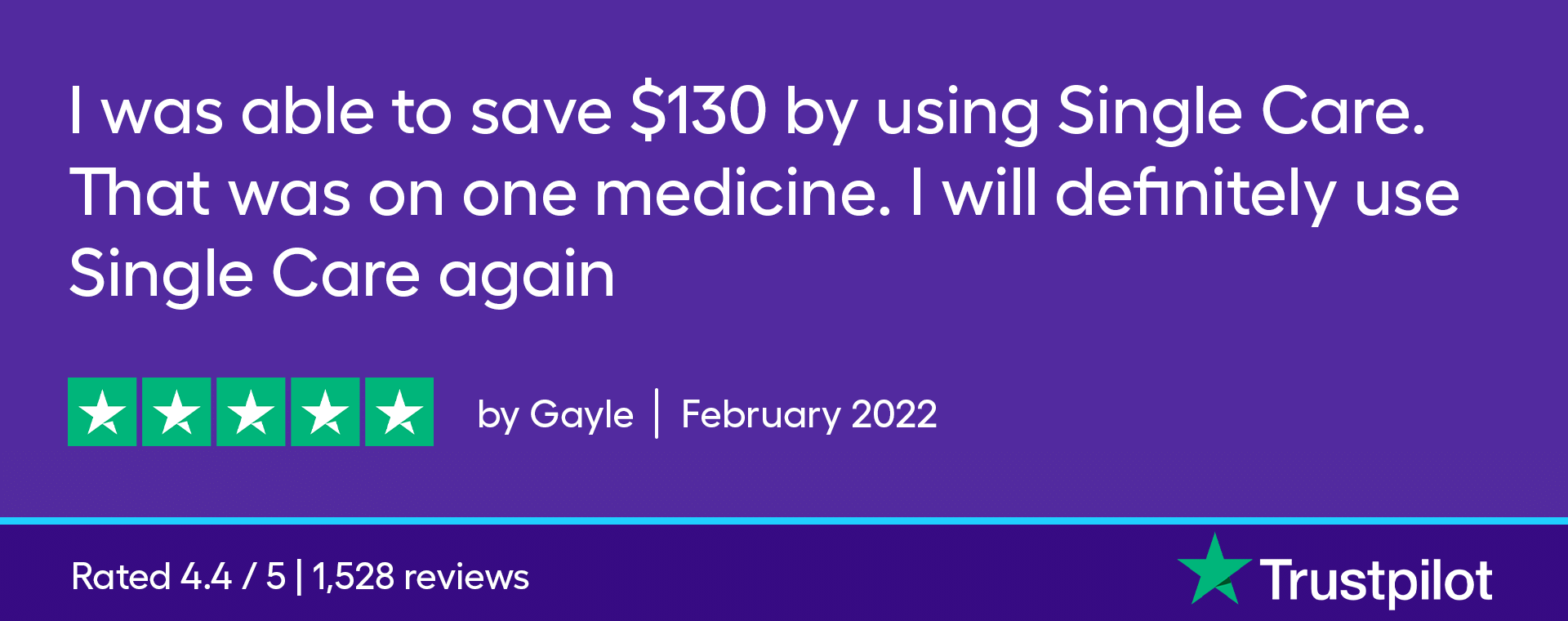 I was able to save $130 by using SingleCare. That was on one medicine. I will definitely use SingleCare again.