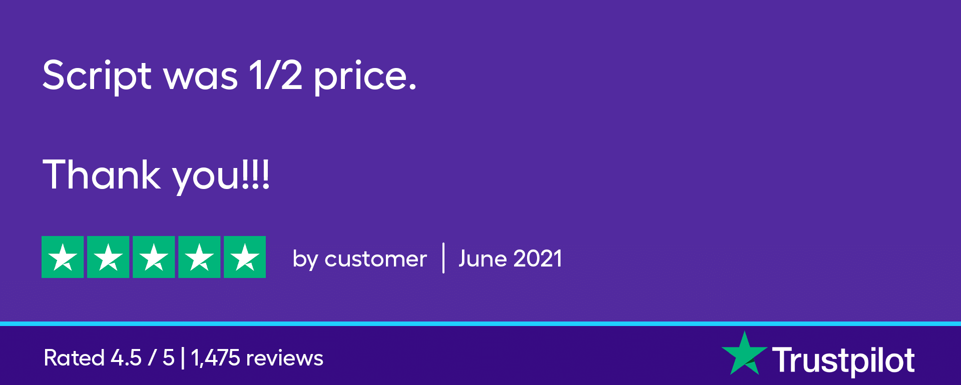 Script was 1/2 price. Thank you!!!