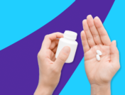 Rx pill bottle and hand holding pills: Creon alternatives