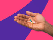 Hand holding Rx pills: Linzess alternatives
