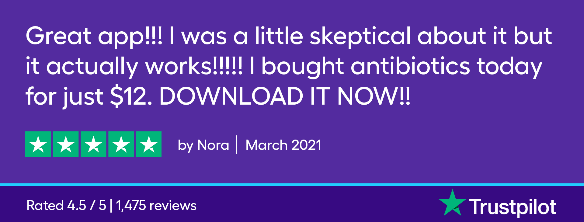 Great app!!! I was a little skeptical about it but it actually works!!!!! I bought antibiotics today for just $12. DOWNLOAD IT NOW!!