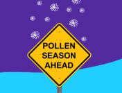 A sign saying Pollen Season Ahead represents spring allergies
