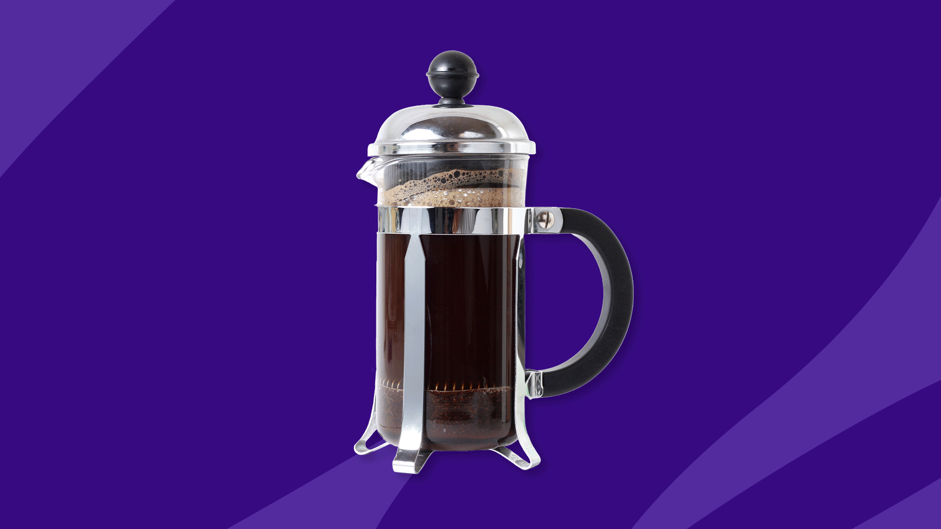 A French press represents the health benefits of coffee