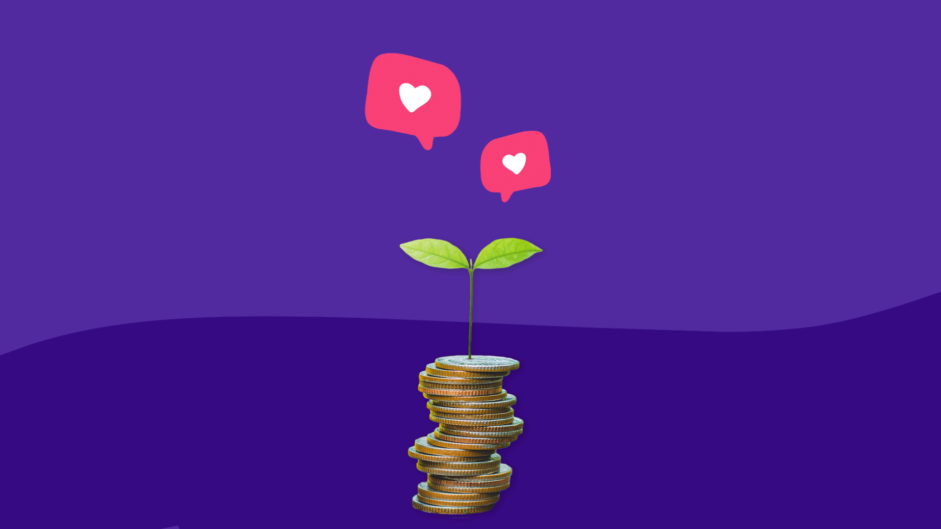 A stack of coins with hearts represents SingleCare reviews