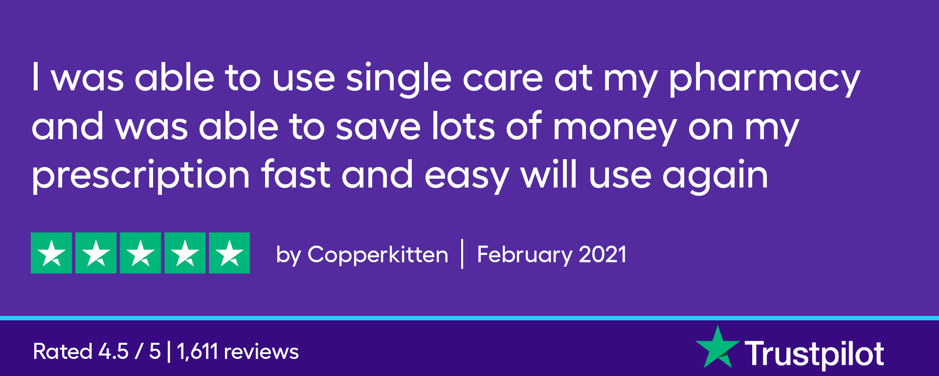 I was able to use SingleCare at my pharmacy and was able to save lots of money on my prescription fast and easy. I will use again