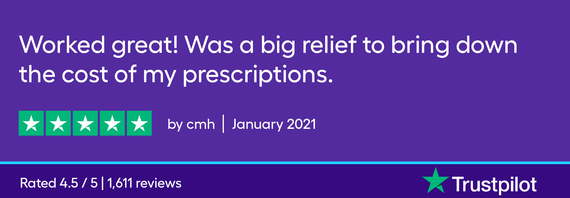 SingleCare worked great! It was a big relief to bring down the cost of my prescriptions.