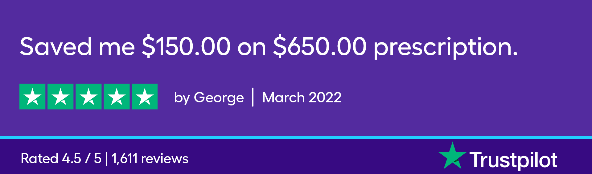 Saved me $150.00 on a $650.00 prescription.