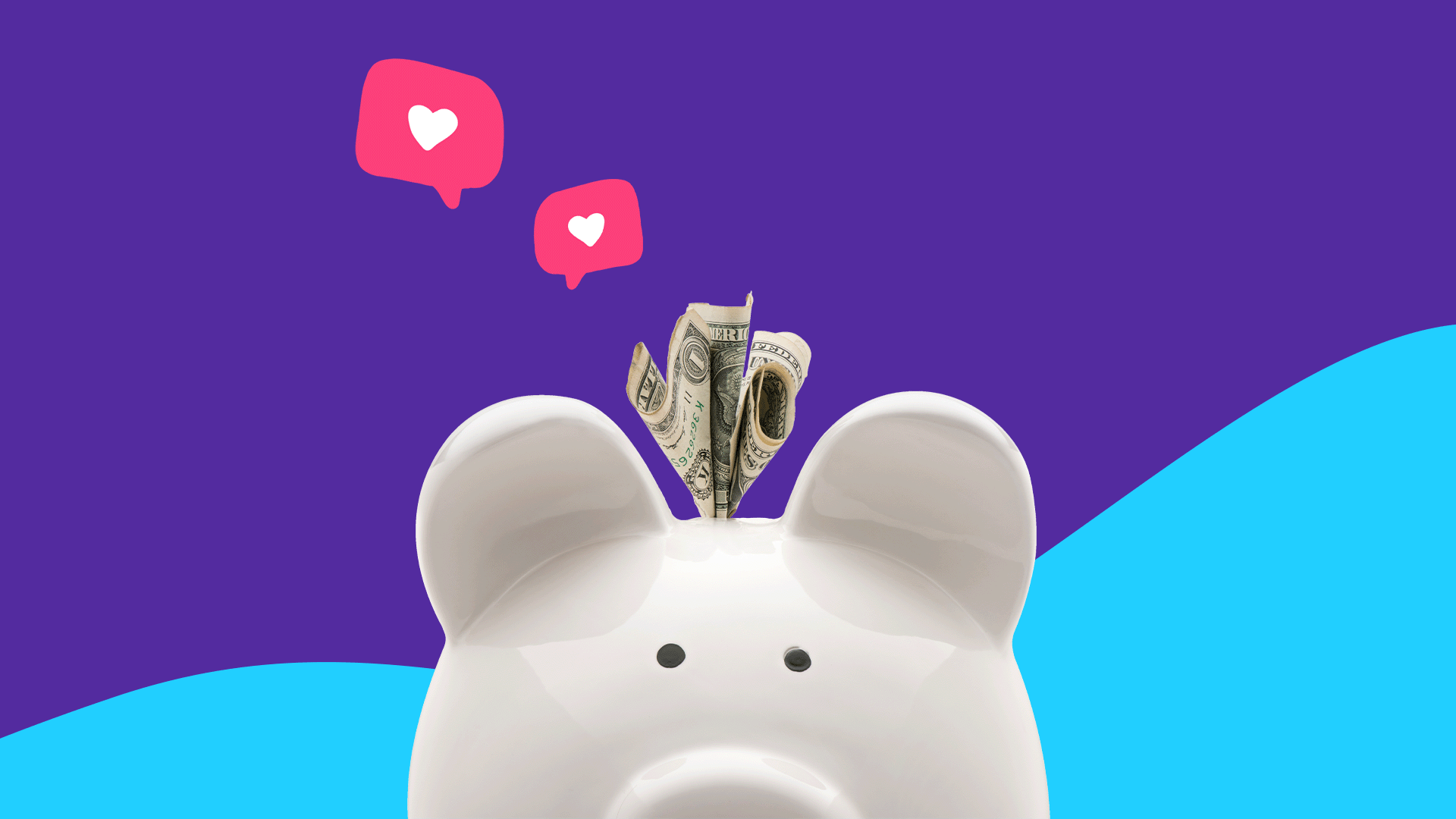 A piggy bank with hearts represents SingleCare reviews