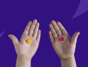 Two hands holding medication for anxiety and depression