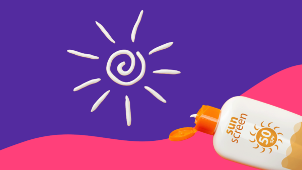 Summer skin problems - SPF bottle and sun