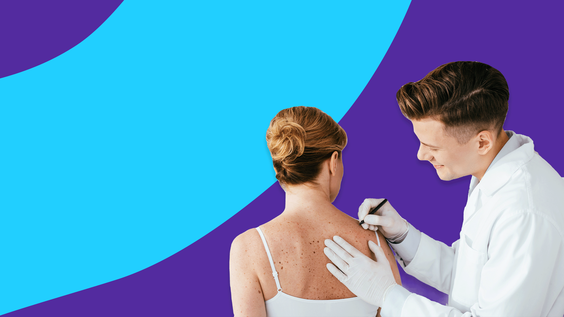 Doctor giving a woman a yearly skin check