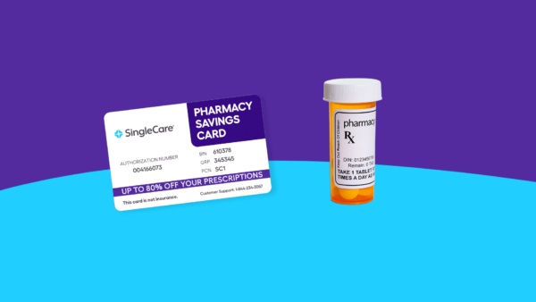 SingleCare savings card and Rx pill bottle: ADHD medication costs 2025