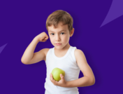 Child flexing his bicep - muscle building diet
