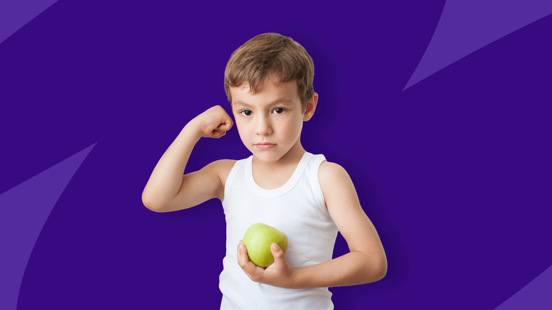 Child flexing his bicep - muscle building diet