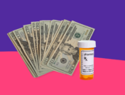 Stack of $20 bills with prescription medication bottle: Medicare part d deductible