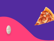 Rx pill and pizza representing foods to avoid while on Eliquis