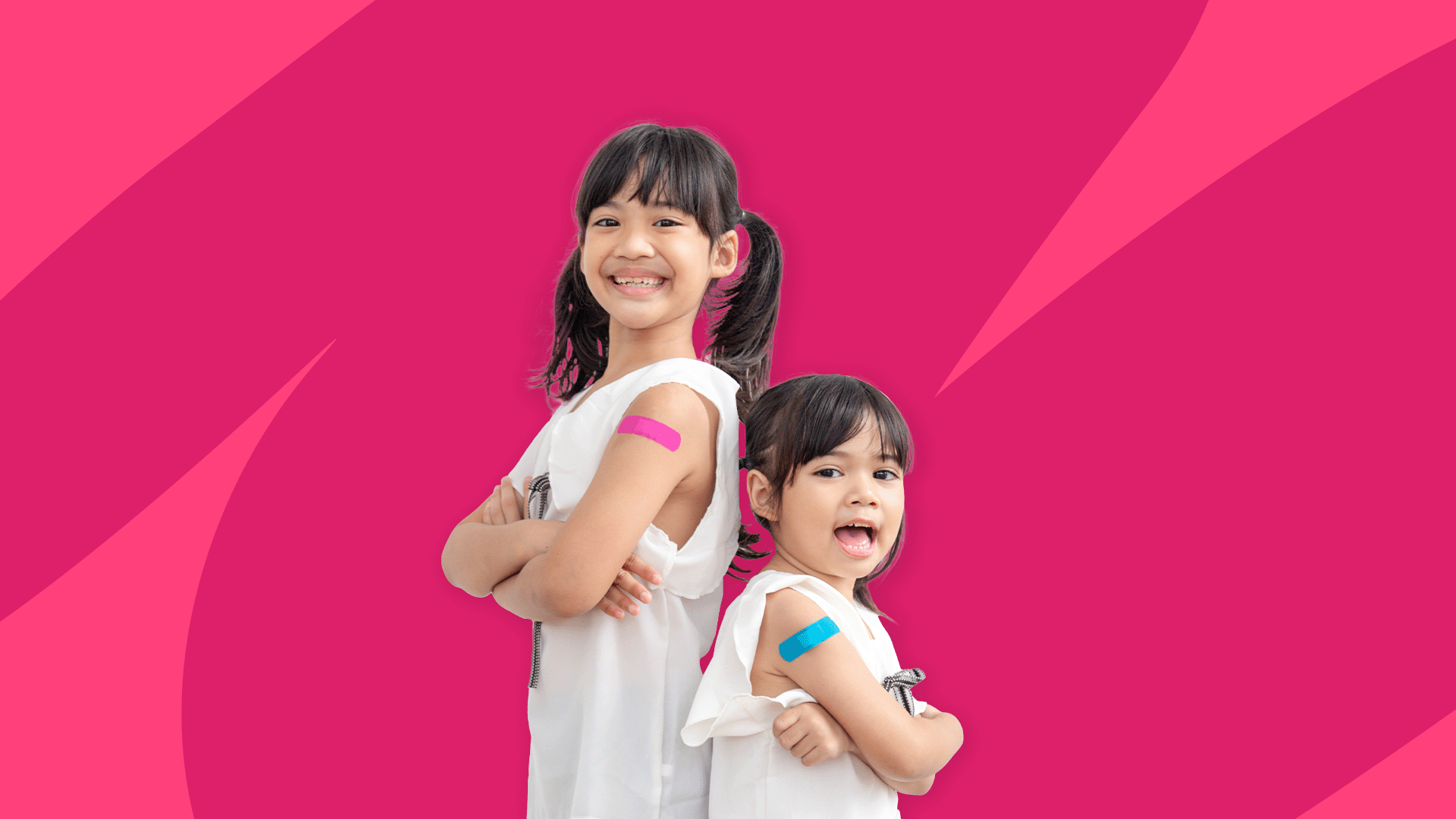 Two young children with bandaids on their arms - what shots do kids need for school