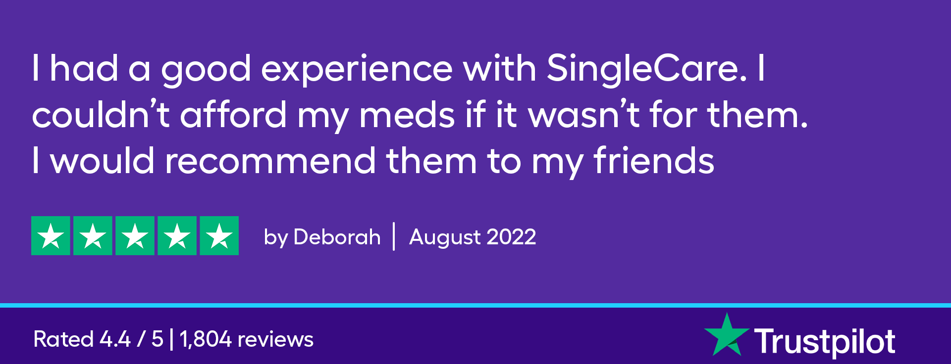 I had a good experience with SingleCare. I couldn’t afford my meds if it wasn’t for them. I would recommend them to my friends.