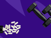 pills next to dumbbells - advil before workout